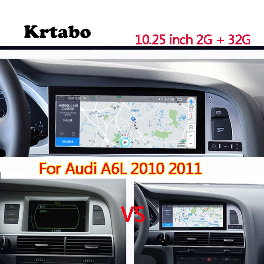 Car radio Android multimedia player for Audi  A6L 2010 2012 10.25inch touch screen GPS Carplay