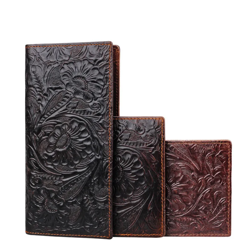 

3D Bull Sheep Flower Scorpion Fashion Cowskin Wallet Genuine Leather Men Wallet Brand Unique Design Luxury Long Short Purse