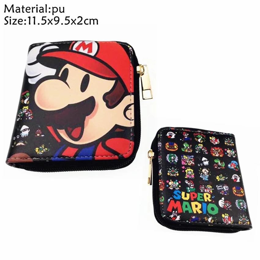 Game Super Mario Bros Short Wallet Boys Girls zipper Credit Card Holder Leather small coin Purse Women mini cosplay Handbag Cute - Цвет: B