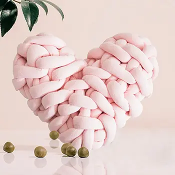

Nordic Heart Knot Lumbar Pillow Cushion Handmade Solid Color Throw Stuffed Car Kids Bedroom Decor
