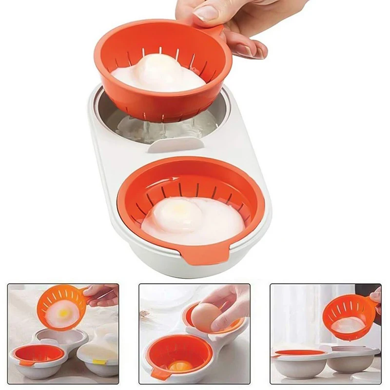 OlivesH Steamed Egg Tools Egg Steamer Poacher Microwavable Double Layer Egg Cooker Cooking Kitchen Tools Pack Dropshipping