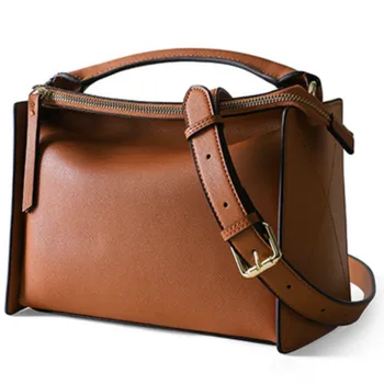 

Women's Bag 2020 New Fashion Red Commuter Bag Temperament Soft cow Leather Shoulder Messenger Bag Women