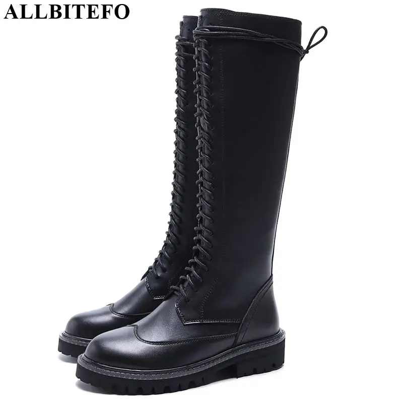 ALLBITEFO/Лидер продаж; высокие сапоги до середины икры из натуральной кожи; зимние женские сапоги высокого качества; высокие сапоги