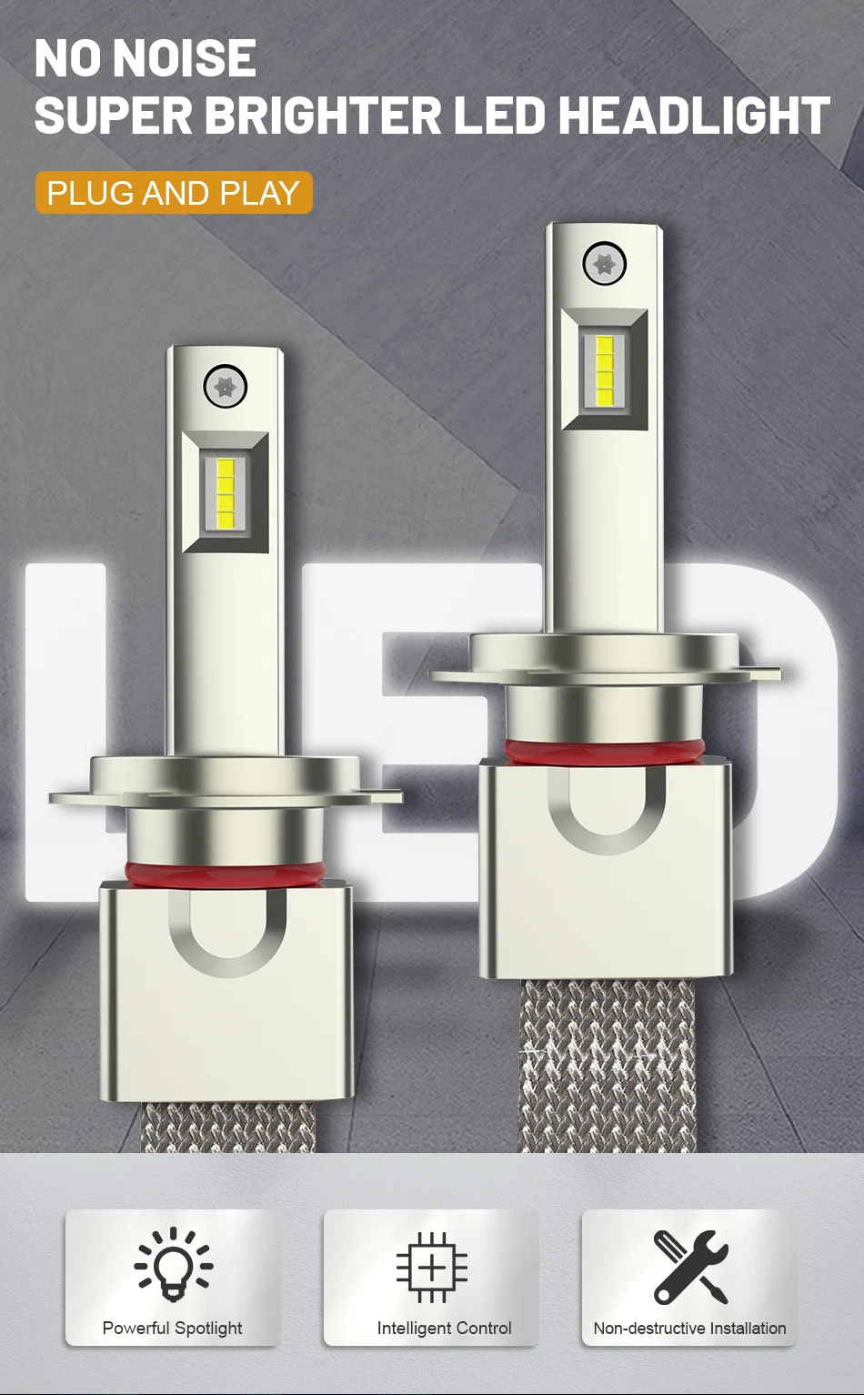 Smart Canbus Fanless LED H7 H8 H11 H4 H13 9007 Headlight 2PCS W/ Copper Belt Cooling System 20000 Lumens H1 H7 9005 Headlamps