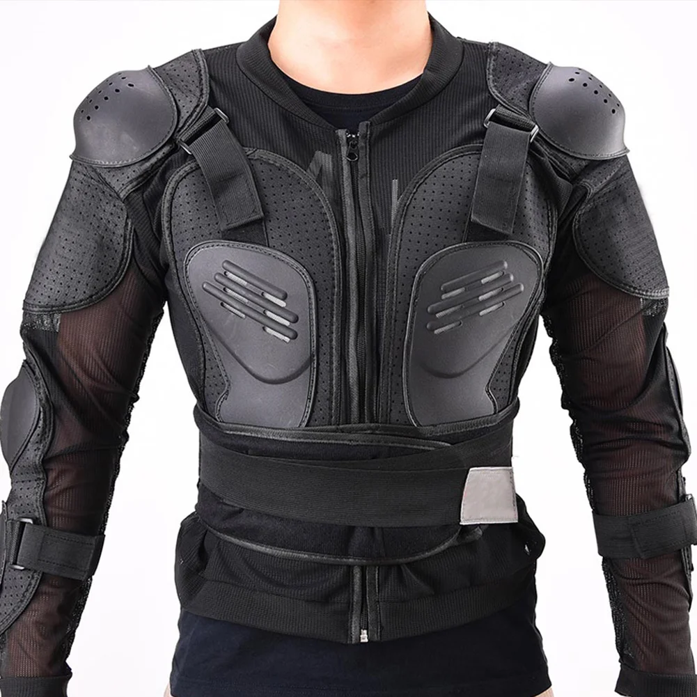 Motorcycle Armour Jacket Body Protection for Spine Chest Forearm Mens Black