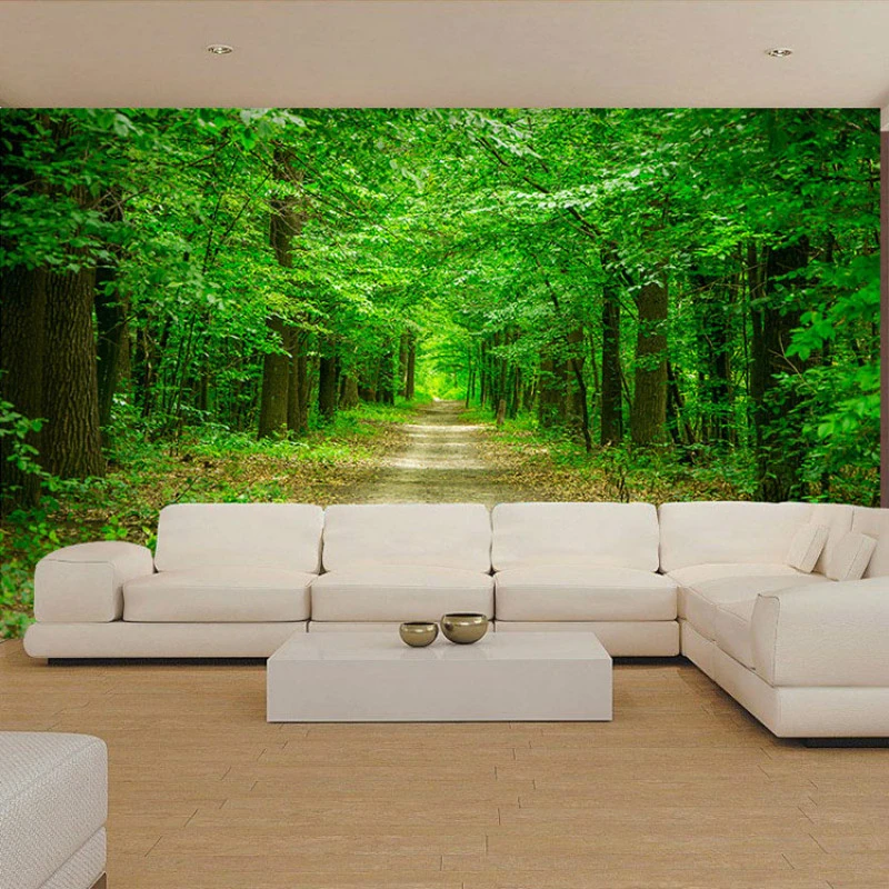 Grand Papier peint pour murs intérieurs vert automne forêt-Arbres Photo papier peint 