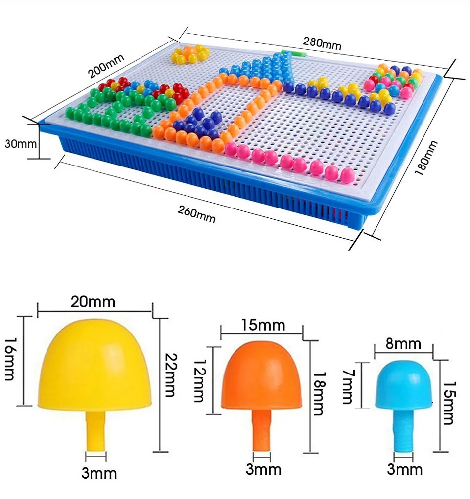 296 шт мозаика детские игрушки-головоломки композитные интеллектуальные Обучающие игрушки для детей креативный DIY гриб Набор ногтей детская игра игрушка