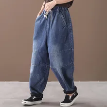 QPFJQD женские зимние плотные флисовые джинсы, женские свободные теплые джинсовые штаны, новинка, весенние повседневные женские хлопковые брюки с завязками