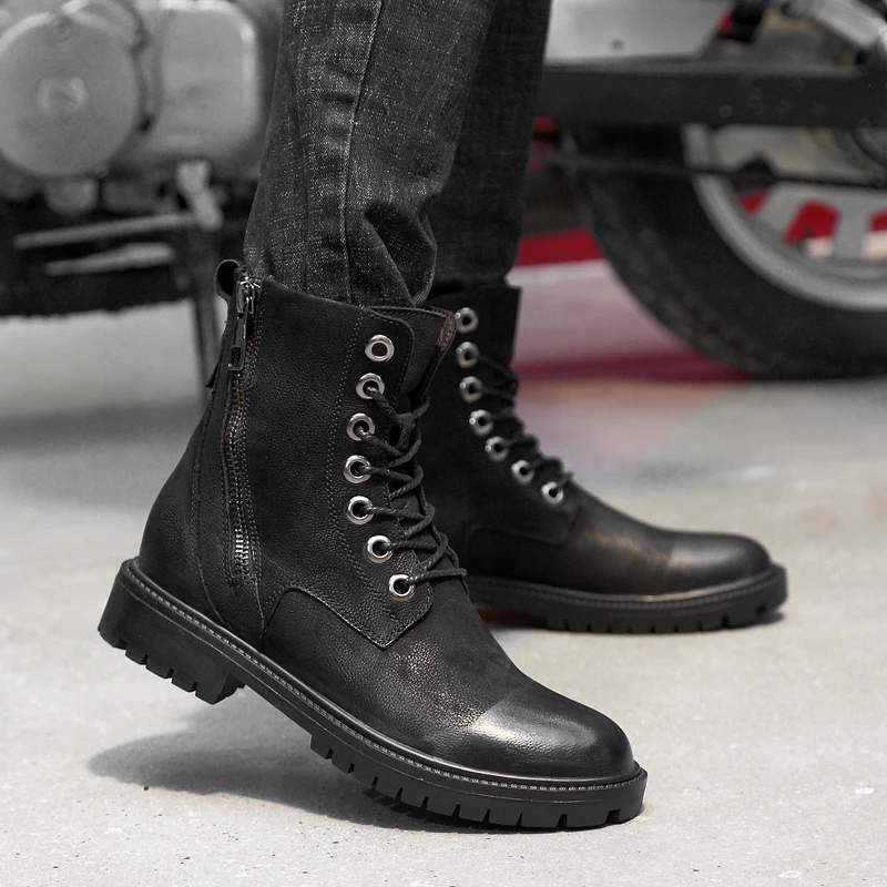 

Fashion Men genuine Leather ankle Boots Winter Warm Men snow boots Shoes Men's plush cotton boots footwear big size 47 o5