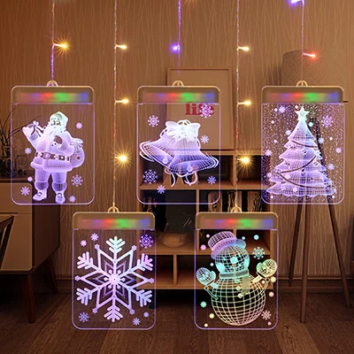 1.5M*0.7M LED Snow Chirstmas Cutrain Lights Santa Claus String Light Waterproof Christmas Garland Party Wedding Birthday Decor - Испускаемый цвет: multicolor