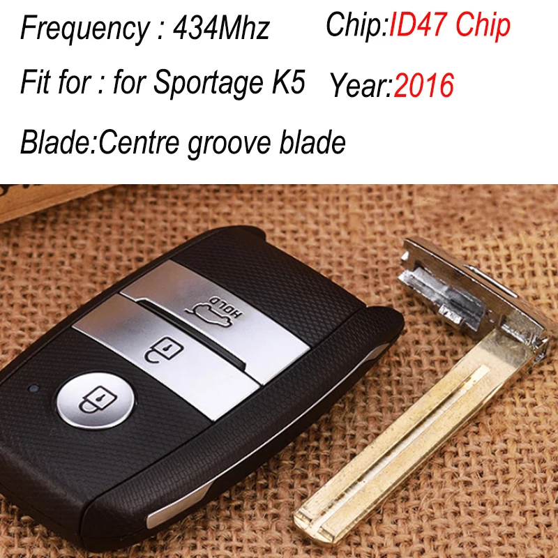 OkeyTech для Kia K5 Sportage R дистанционный смарт-ключ автомобиля 433 МГц ID46/ID47 чип с вставным лезвием 3 кнопки для ключей Kia - Количество кнопок: ID47 Chip