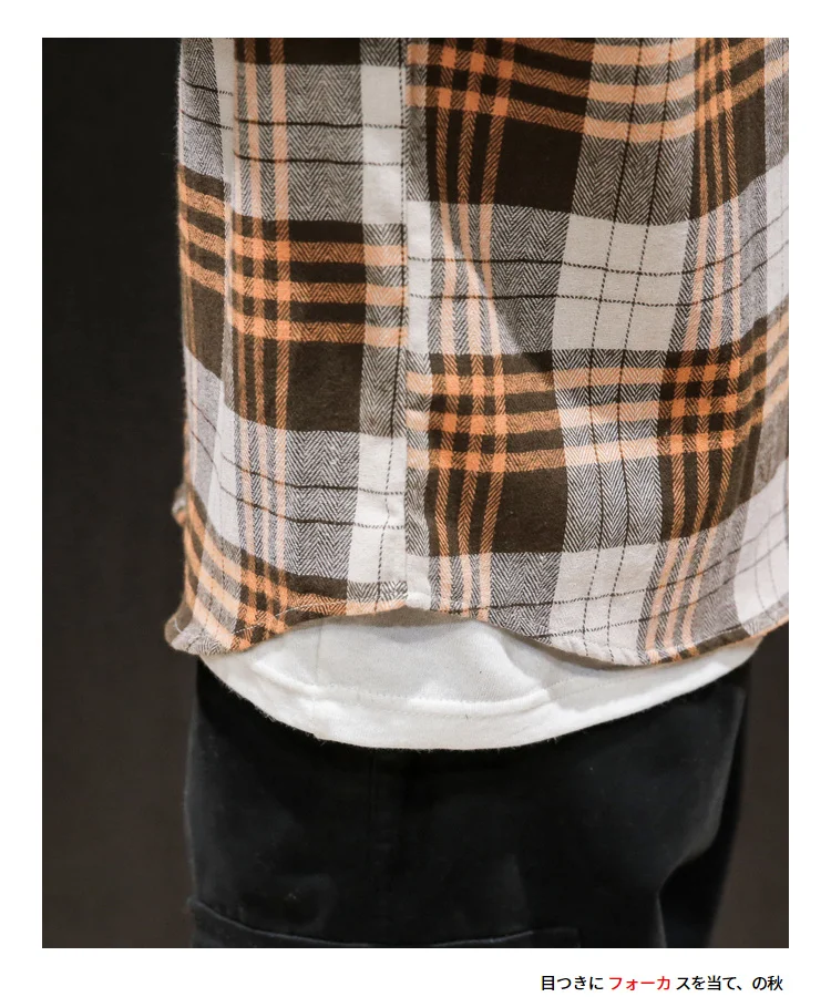 BQODQO клетчатая хлопковая рубашка с длинным рукавом для мужчин, уличная Осенняя консервативная рубашка, Топ большого размера, Повседневная японская мужская одежда