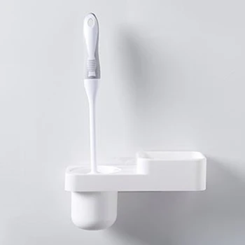 

Plastic Toilet Brush Solid Color Toilet Brush Holder Cleaning Brush Kit Toilet Brush Silicone Set Soft Bristle Bathroom Brush