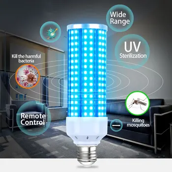 

60W UV Germicidal Light Led UVC Light Bulb E27 Remote Control Timing Sterilizer Killing Virus Mite Bacteria For Bedroom Hospital