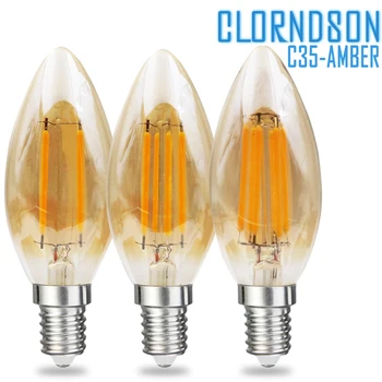 

Dimmable Amber C35 2W 4W 6W 8W Led Candle E14/E12 Vintage Retro Lamp 110V 220V Filament Bulbs Lamp For Chandelier Lighting