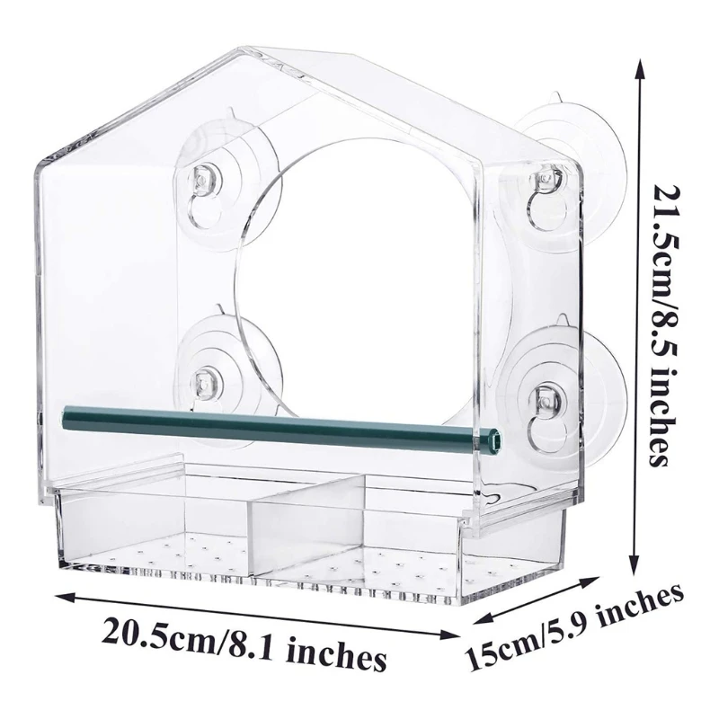 Clear Acrylic Bird Feeder Window Mount with Strong Suction Cup Seed Tray Outdoor Bird Feeder for Finch Cardinal Bluebird bird feeder