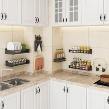 Черный 304 кухонный стеллаж из нержавеющей стали для хранения ножей, стеллажи для специй, миски, палочки для еды, коробка, полка, кухонный органайзер, prate