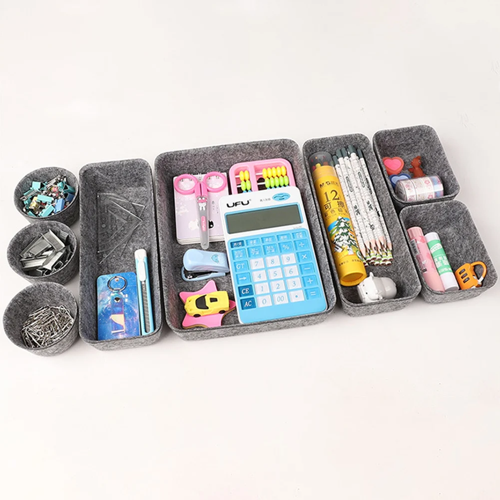 

8pcs Felt Desktop Drawer Organizer Trays Storage Box Jewelry Makeup Container Home Kitchen Bathroom Organizer Container