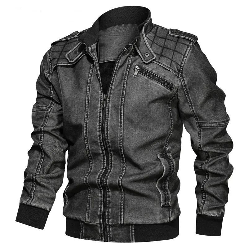 

Motorcycle Leather Jacket Men Winter High Quality Zippers Bomber Jackets Plus Size 6XL Classic Faux Leather PU Coat Mens
