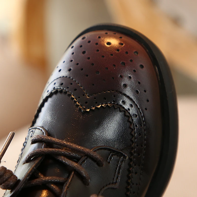 Spring New Kids Leather Shoes Fashion British Style Boy Shoes Solid Color Casual Sneakers Children Girls Student Shoes SX432