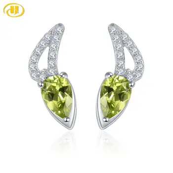 

Hutang Peridot Women's Stud Earrings Natural Green Gemstone Solid 925 Sterling Silver Fine Elegant Classic Jewelry New Arrival