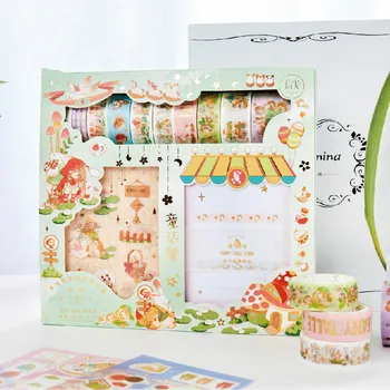

Rainbow Land Colorful Cartoon Design Sticker+Memo Pad+Washi Tape Decoration Set DIY Journal Diary Decoration Supplies