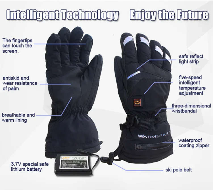 Перчатки мотоциклиста Сенсорный экран перчатки с подогревом на батарейках Полные Пальцы нагревание зимний теплый для катания на лыжах перчатки мужские водонепроницаемые тактические рукавицы