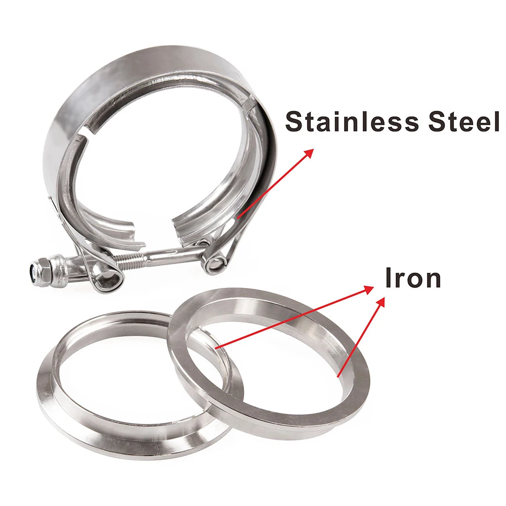 Vehemo Size 2.5Inch Stainless Steel M/F Stainless Steel Clamp Stable Durable Turbo Exhaust Clamp Engine V-Band Clamp