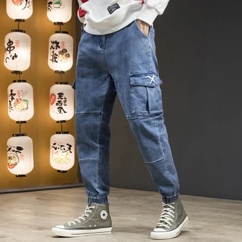 

Casual loose denim jeans Men Fashion Plus large size and length jeans solid color jeans Masculino large size jeans male