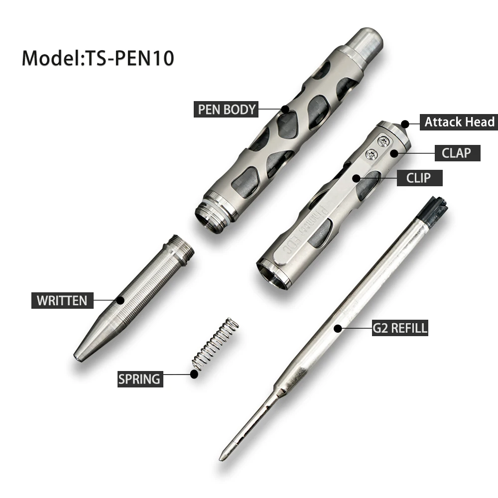 TWOSUN TC4 тактическая ручка из титанового сплава, ручка для самозащиты, ручка для письма, Офисная карманная ручка, наружный инструмент для повседневного использования, ручка с разбитым окном, TS-PEN20