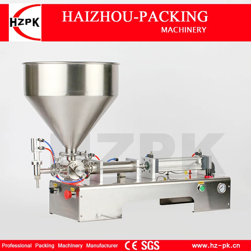 

HZPK Semi-Automatic 304 Stainless Steel Horizontal Single Head Filling Paste Chocolate Cream Machine With 40L Hoper 200-1500ml