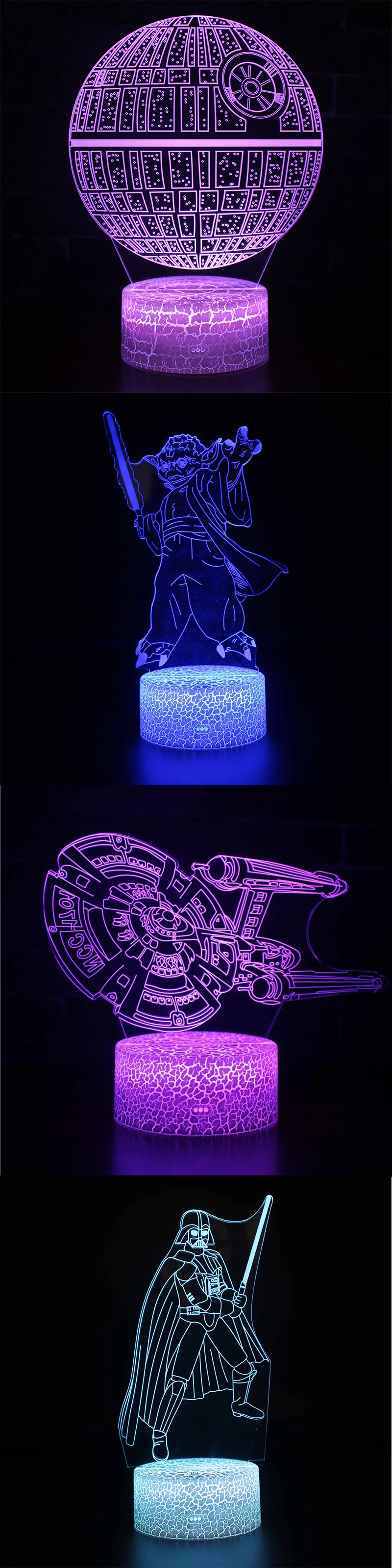 Новинка, 3D лампа "Звездные войны смерти" R2D2, BB-8, Дарт Вейдер, рыцарь, светодиодный, детский лава, настольный ночник, мультяшная игрушка, светящаяся, детский подарок