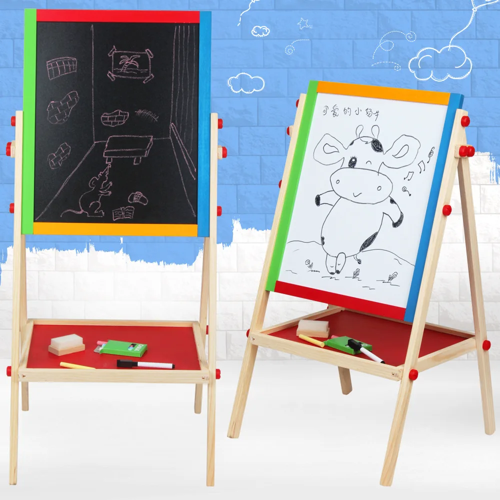 

Clever Carpenter Color Wooden Adjustable da hua ban Double-Sided Magnetic Painted Drawing Board
