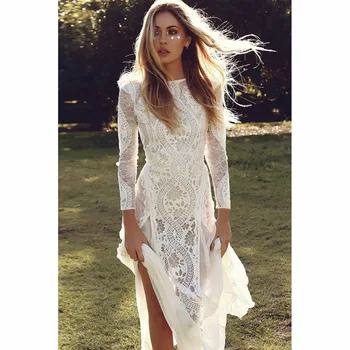 

Dress Women New Sexy Perspective Long Dress Party Dress Mopping Fishtail Lace Embroidered Dress Free Shipping