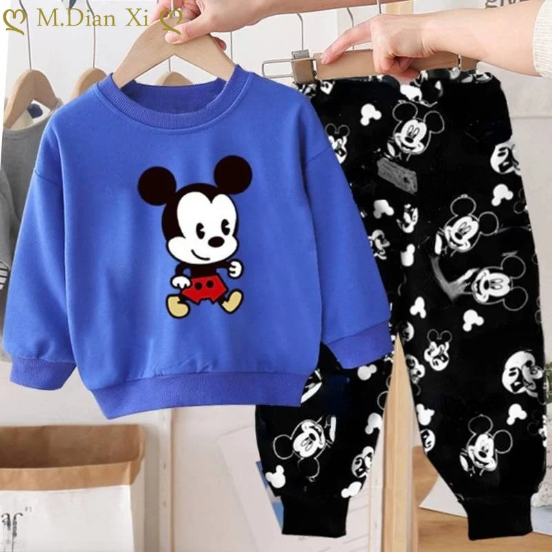 Boys Girl Baby Mickey Cartoon Sport Clothing Long Sleeve Tops+Pants Kids Outfits 