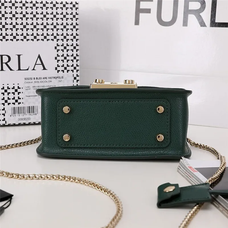 Оригинальные женские сумки FURLA, высококачественные женские кожаные сумки Furla, темно-зеленый цвет, размер S, 16,5 см x 12 см x 8 см