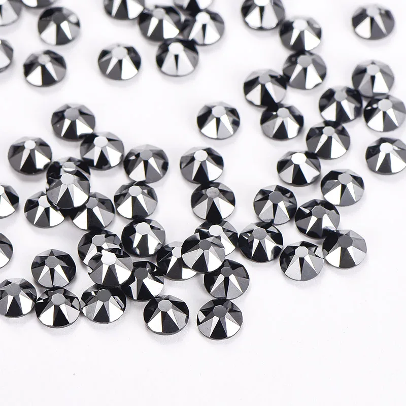 Jet Hematite Горячая фиксация Стразы 8 Большие маленькие грани для DIY Одежда камень|Стразы| |