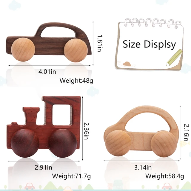1pc Organic Beech Wooden Car For Babies BPA Free Montessori Toys Wooden Rattle Brain Game Toys Handmade Crafts Gift Child Block 3