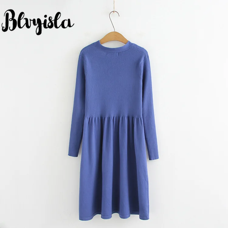 Blvyisla 4XL оверсайз сплошной цвет большое трикотажное платье Глубокий v-образный вырез женские свитеры под одежду платья