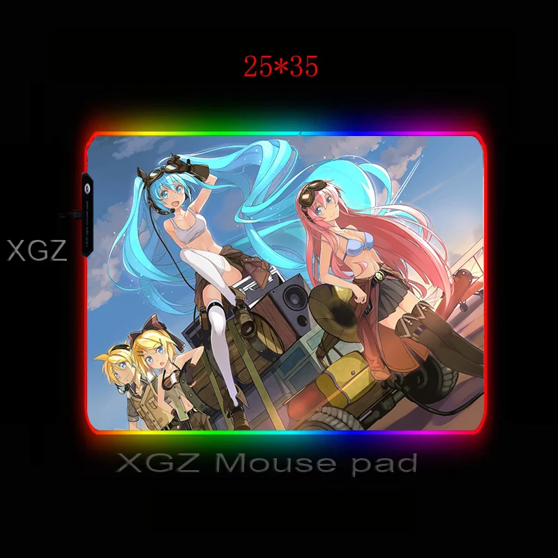  XGZ Large RGB Gaming Mouse Pad Black Lock Edge Anime Hatsune Miku Custom Office Computer Desk Mat N