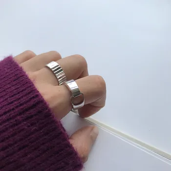 

1pc Authentic S925 Sterling Silver FINE Jewelry open Buckle Geometric Band ring adjust TLJ1024