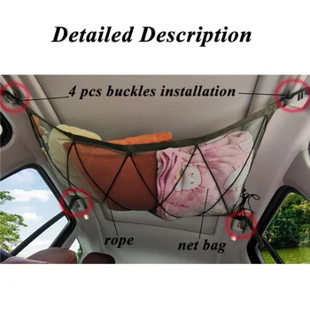 

Car Mesh Auto Storage Bag Ceiling Elastic Cargo Net Polyester Accessories