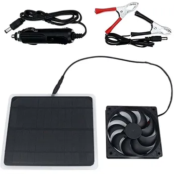 

10W 12V Small Solar Generator Pet Cage Exhaust Fan Powered USB Fan Mini Ventilator For Greenhouse Pet /Dog Chicken House