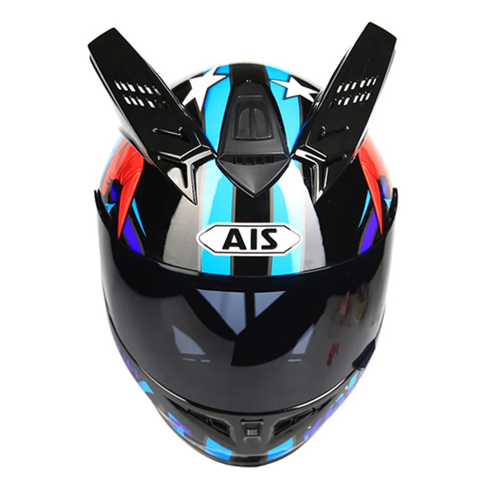 AIS Мото rcycle шлем мотоциклетный шлем cascos para moto с внутренним солнцезащитным козырьком двойные линзы модульный moto cross полный шлем - Цвет: AIS-605-46-47-48