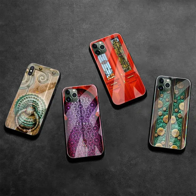 Door panel patterns Phone Case Tempered Glass For iPhone 12 pro max mini 11 Pro XR XS MAX 8 X 7 6S 6 Plus SE 2020 case | Мобильные