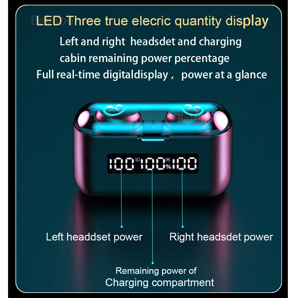 TWS Wireless Headphones Bluetooth 5 0 Earphones HiFi Stereo Sports Earbuds 2000mAh Charging Box Gaming Headset with Microphones