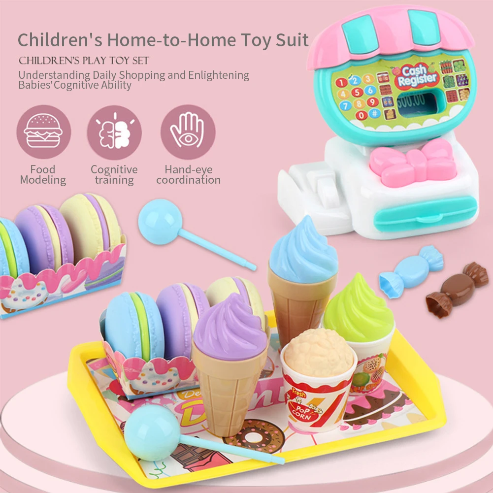 Kids Educational Pretend Mini Supermarket Cash Register Home Teaching Children Play House Toy Set ABS Learning Simulation