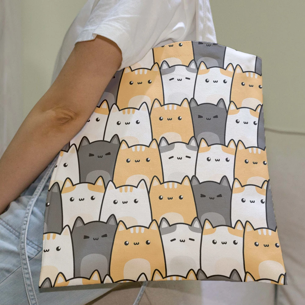New Fashion Ladies Canvas Shoulder Bag Cute Animal Pink Sweet Girl Handbag Casual Harajuku Light Storage Bag Funny Shopping Bag