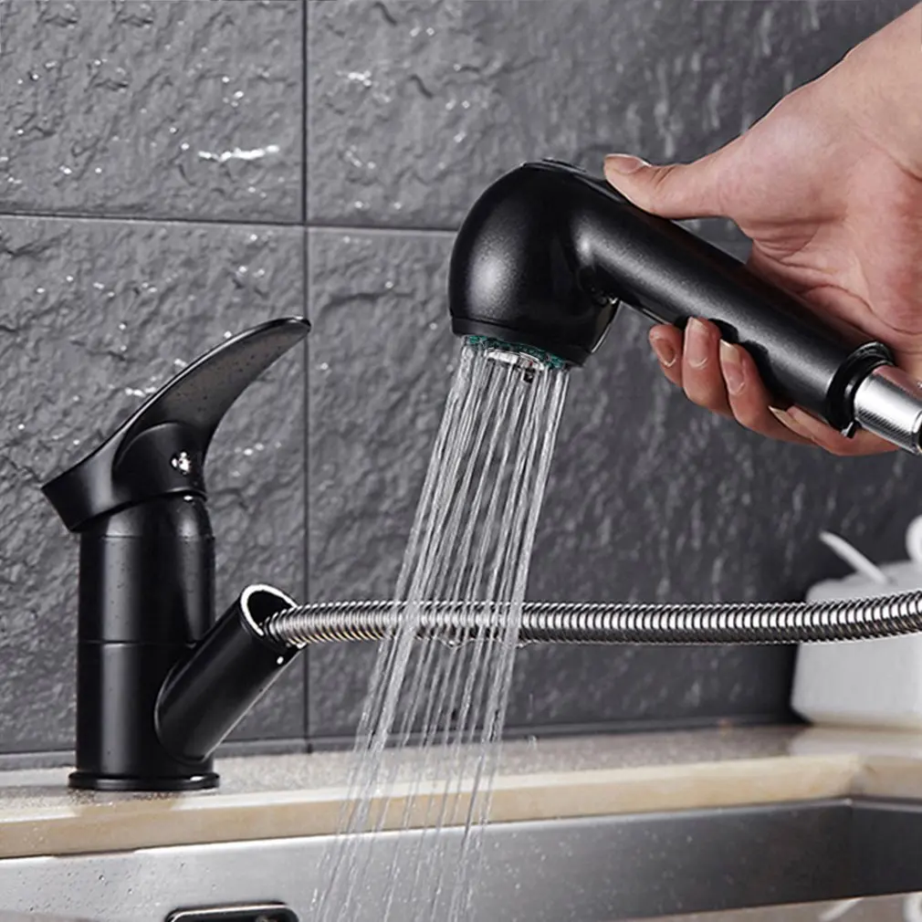 

Black Faucet Sink Mixer Single Lever Mixer Sink Faucet with Shower Pull-out Mixer Tap Mixer Tap for kitchen and bath Hot sale