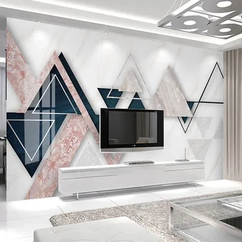 

Custom Photo Mural Papel De Parede 3D Geometric Marble TV Background Wall Painting Living Room Bedroom Wall Papers Home Decor